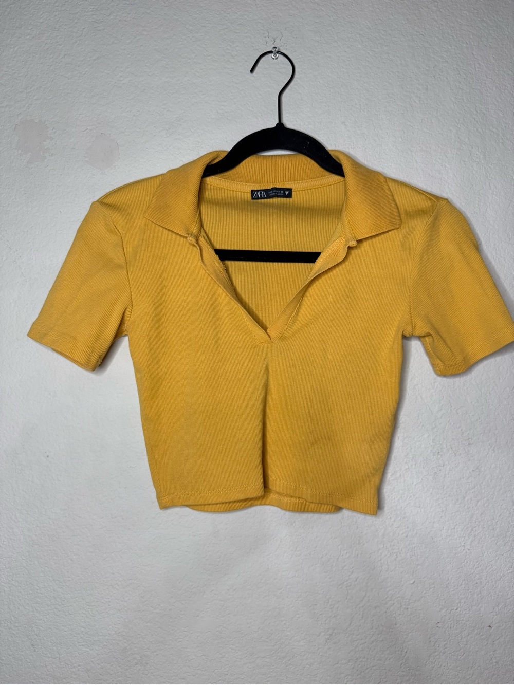ZARA Yellow Polo Crop Top